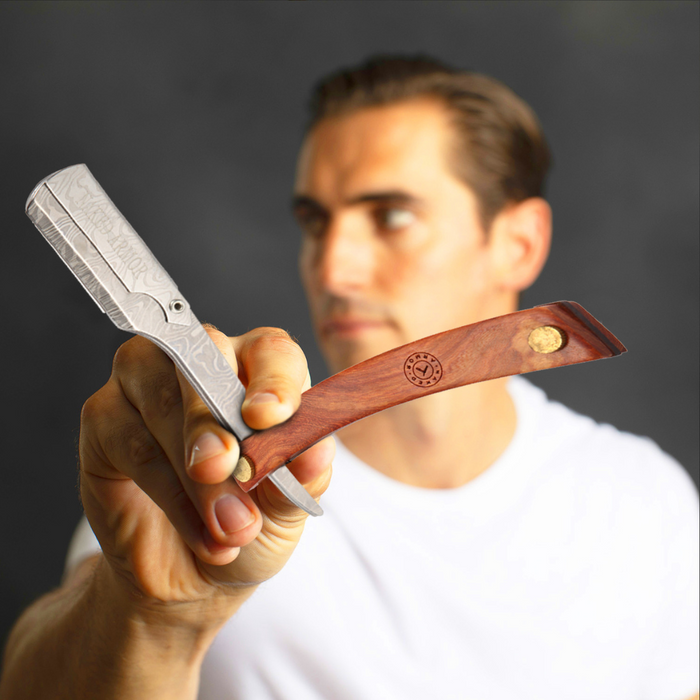Naked Armor Morholt Shavette Mahogany Wood Stainless Steel Shoulder and Tang.