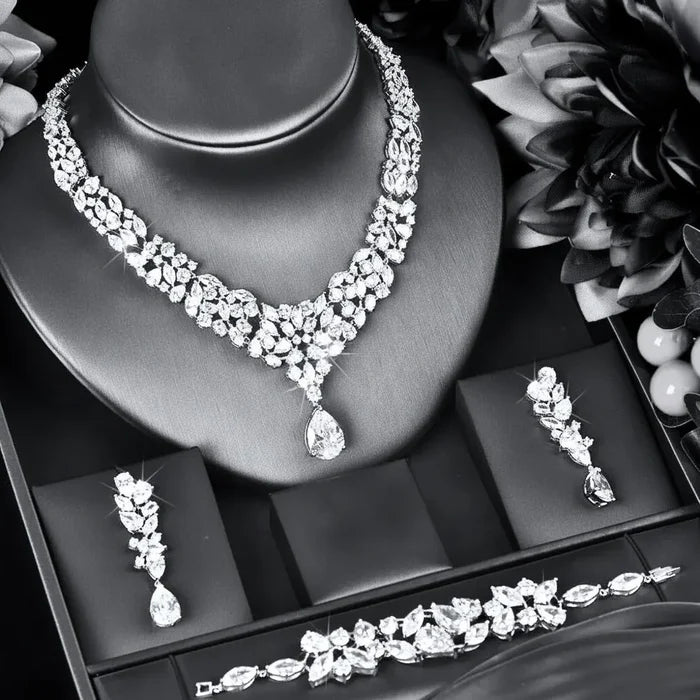 Wedding Jewelry - Luxury 3-Piece Cubic Zirconia Bridal Jewelry Set