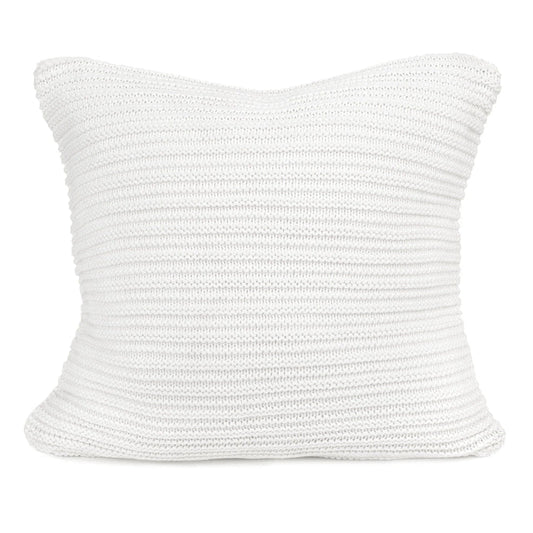 A white textured knit throw pillow