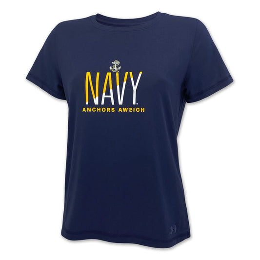 Navy Ladies Under Armour Tech Stretch T-Shirt (Navy)