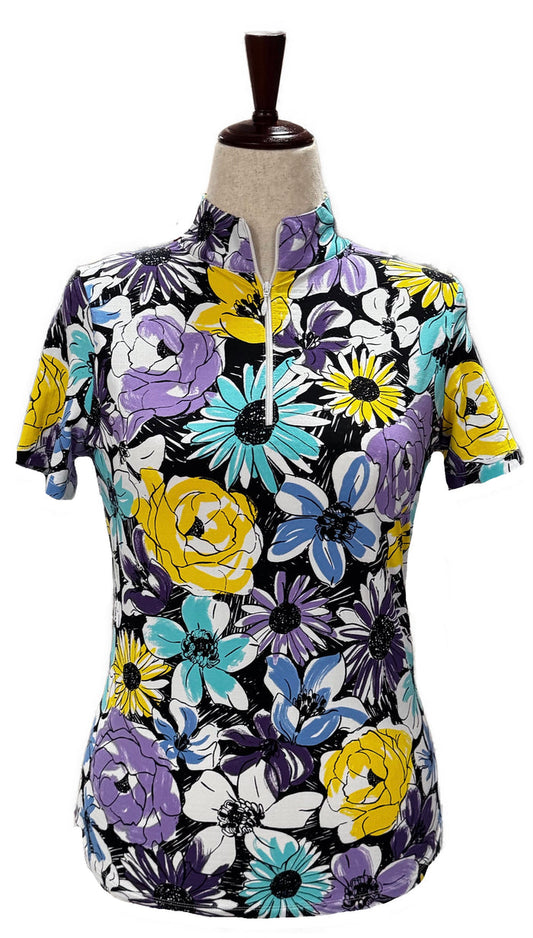 New Ibkul Golf Polo - Madeline Print - Orange Multi MSP $98