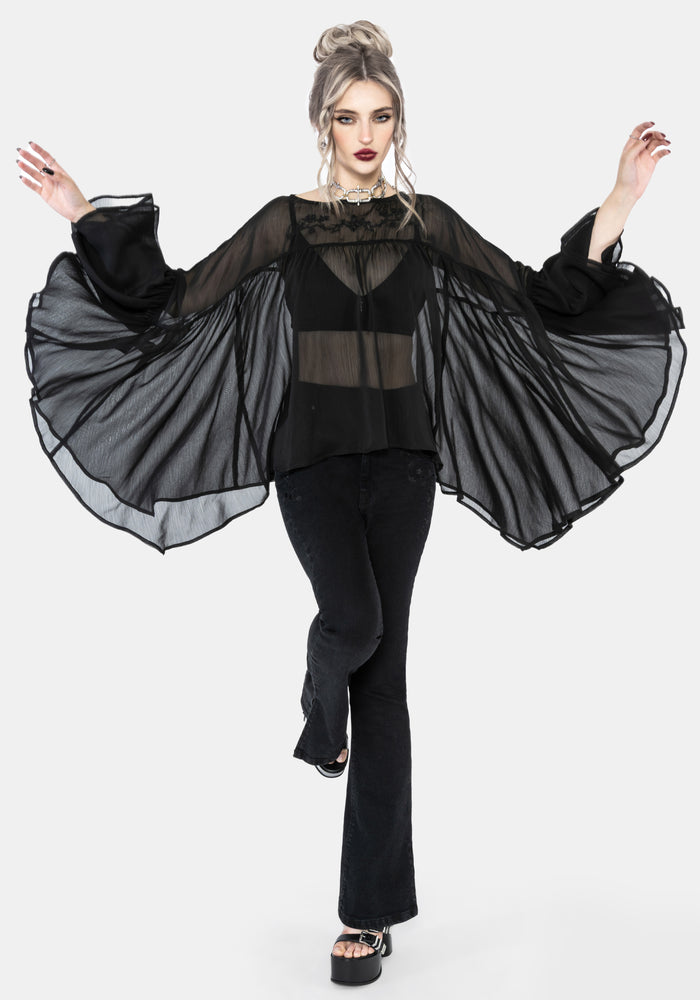 Noire Fluted Cuff Chiffon Blouse