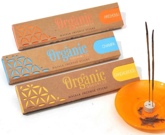 Organic Goodness Masala Incense Gift Set – Patchouli, Champa & Sandalwood | Pack of 3 Incense Boxes