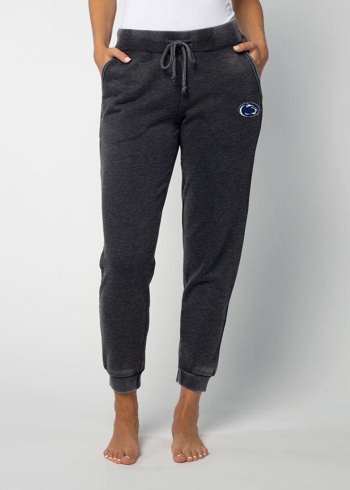 Penn State Nittany Lions Women's Charcoal Mid-rise, slim fit, tapered leg Burnout fleece Joggers with Drawstring waistband, side pockets and tapered legs with rub cuffs