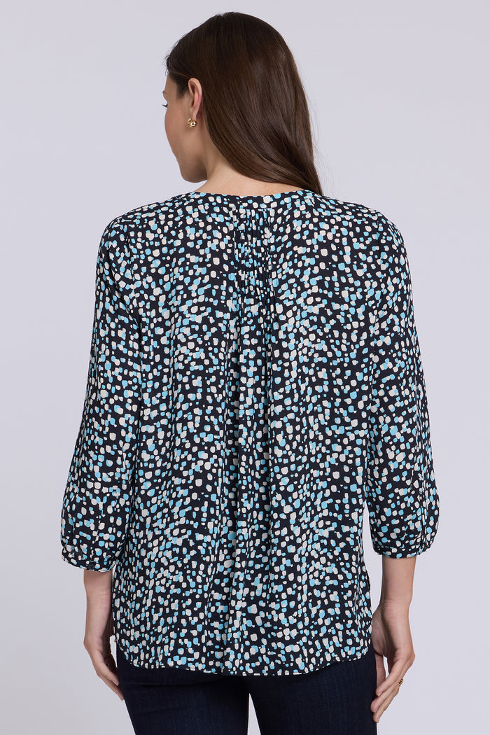 Pintuck Blouse - Random Dots Bluebell