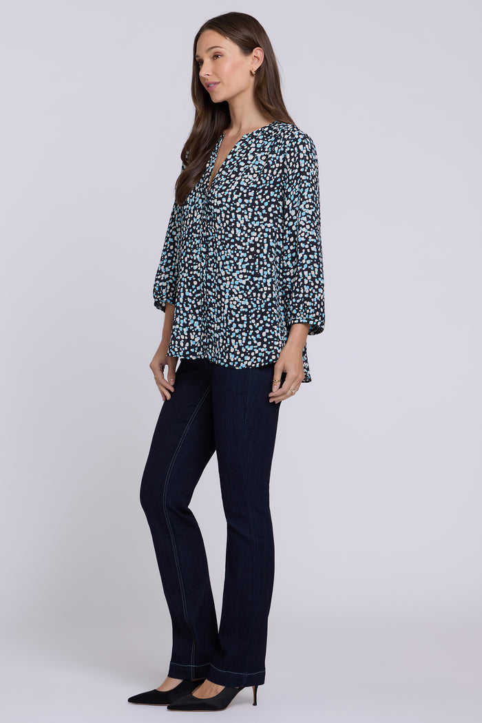 Pintuck Blouse - Random Dots Bluebell