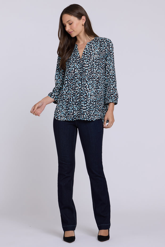 Pintuck Blouse - Random Dots Bluebell