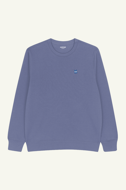 Pixel Cat Embroidered Sweatshirt – Blue Grey