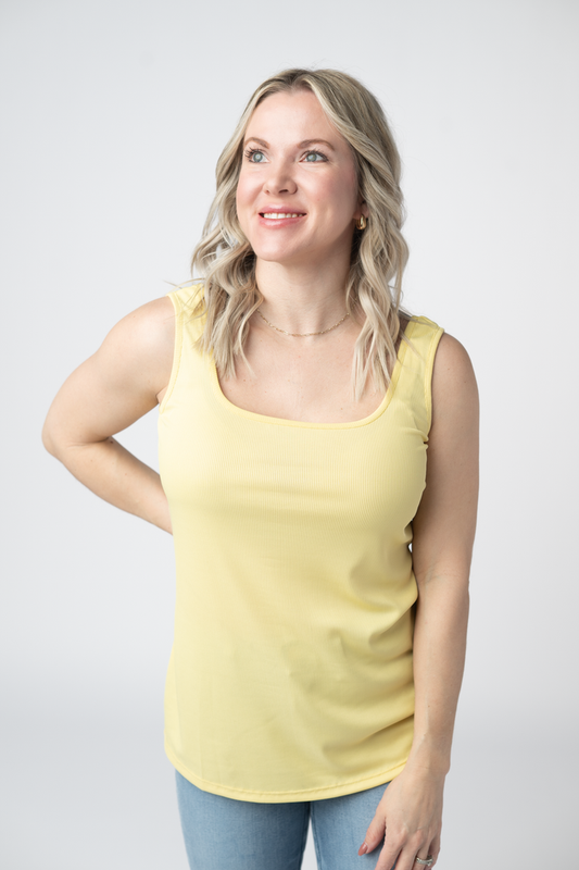 Rachel Ribbed Tank - Yellow by Michelle Mae