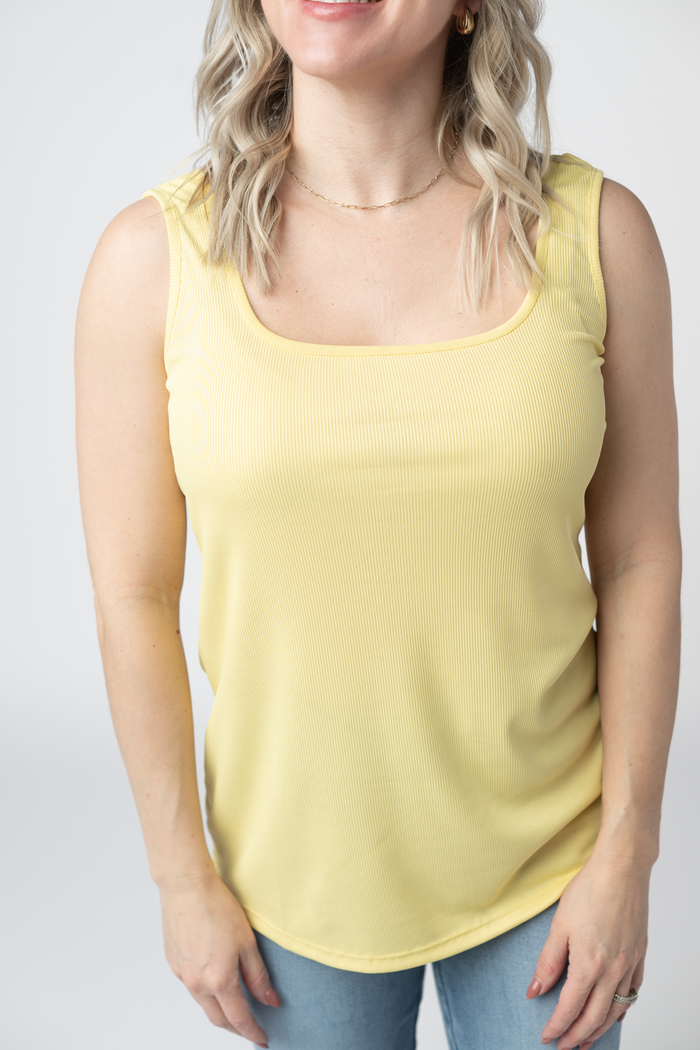 Rachel Ribbed Tank - Yellow by Michelle Mae