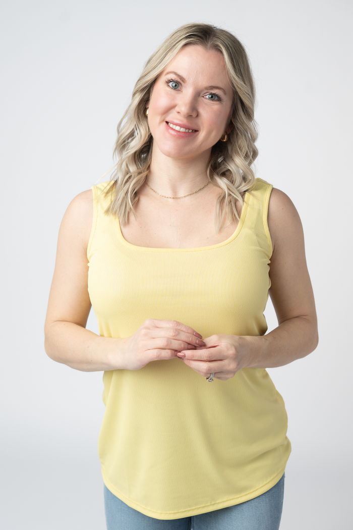 Rachel Ribbed Tank - Yellow by Michelle Mae