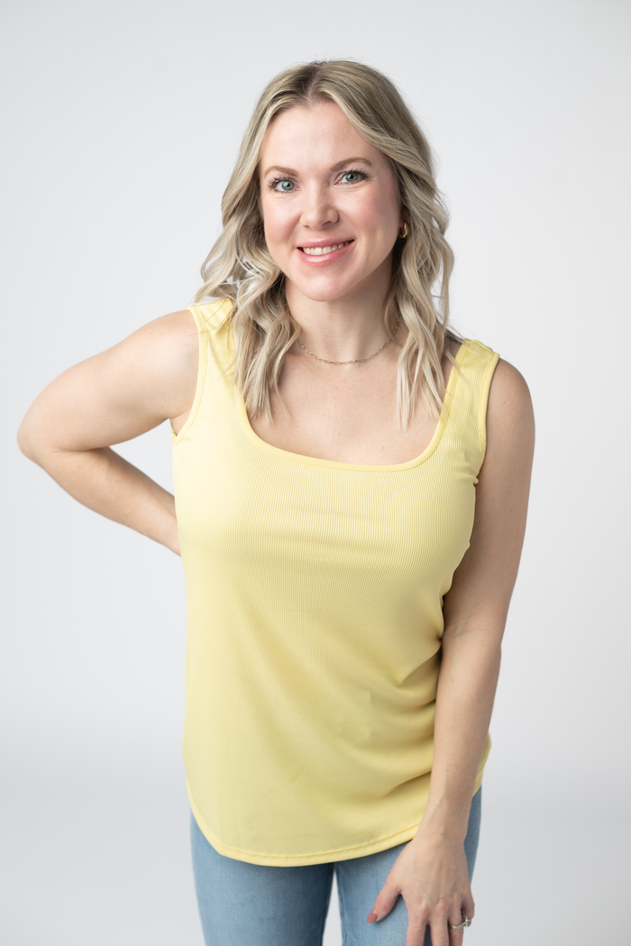 Rachel Ribbed Tank - Yellow by Michelle Mae