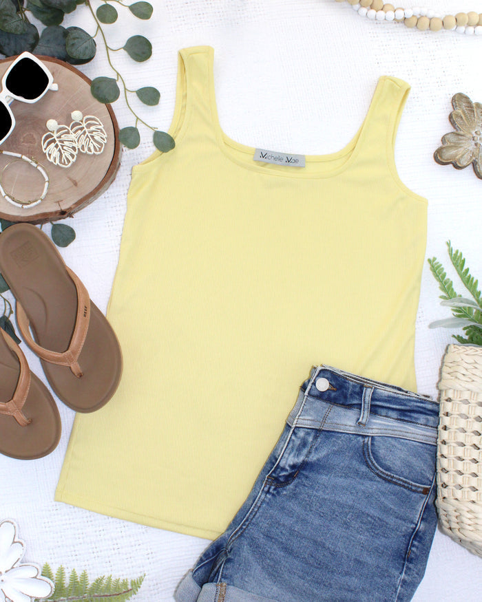 Rachel Ribbed Tank - Yellow by Michelle Mae