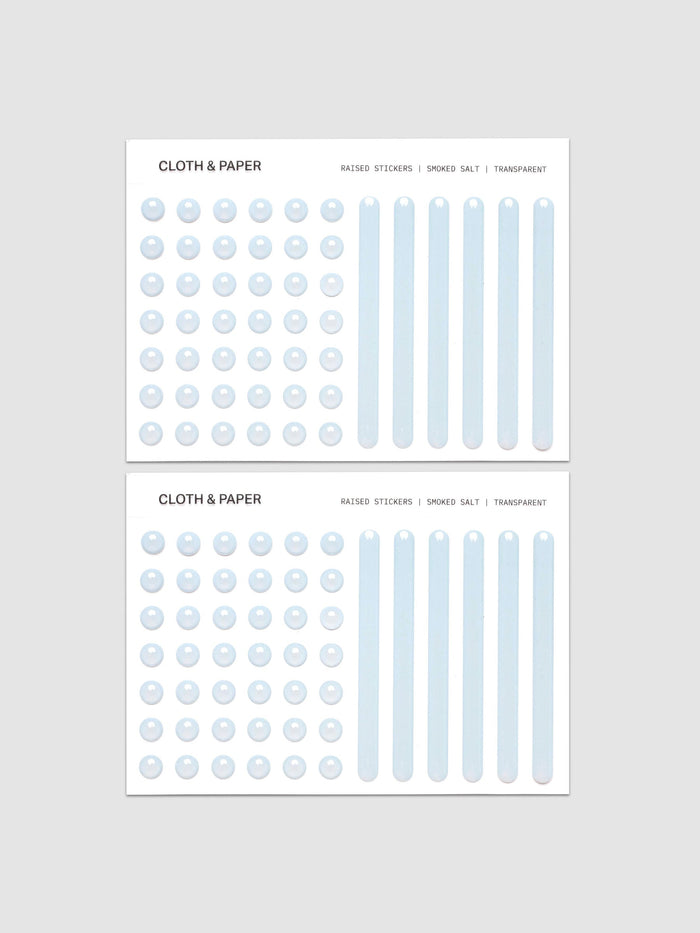 Four sheets from the Raised Sticker Set in the color Smoked Salt (blue).
