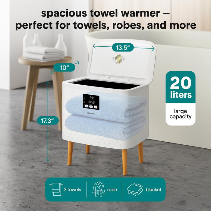 Rectangular Towel Warmer Bucket - Large Capacity Single Touch Towel & Blanket Warmer (White)