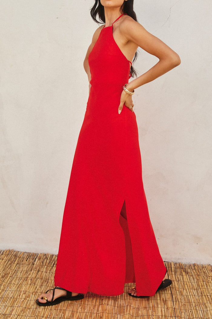 Rita Backless Halter Maxi Dress