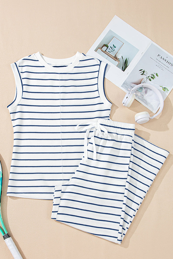 Sail Blue Casual Wide Leg 2pcs Trousers Co-ord Set - Two Piece Sets/Pant Sets