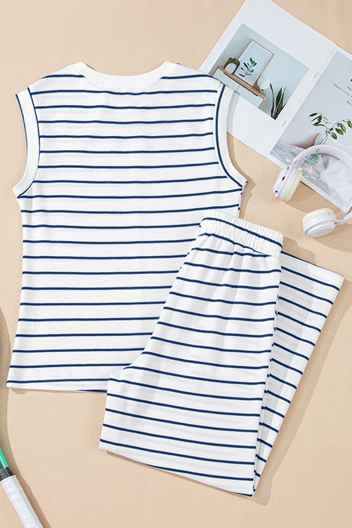Sail Blue Casual Wide Leg 2pcs Trousers Co-ord Set - Two Piece Sets/Pant Sets