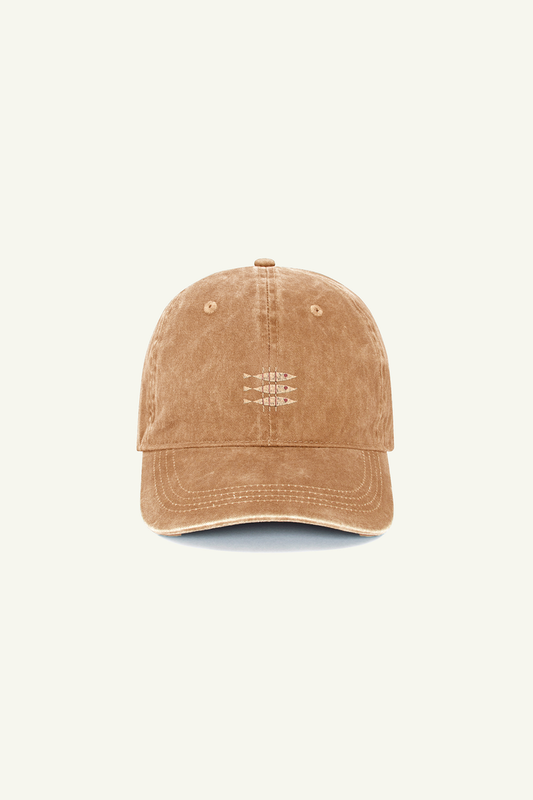 Sardines Embroidered Hat - Washed Camel