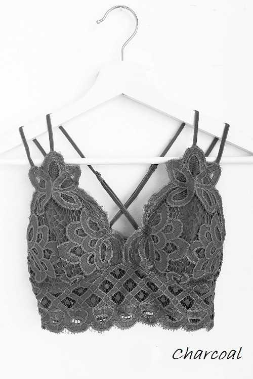 Scalloped Lace Cami Bralette - Grey - Taryn x Philip Boutique