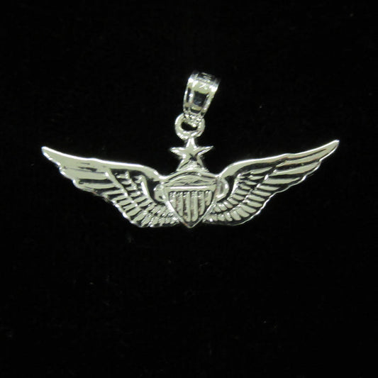 Senior Aviator Wing 1.25" White Gold Pendant