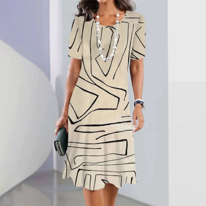 Serine - Robe femme trapèze à imprimé contrasté