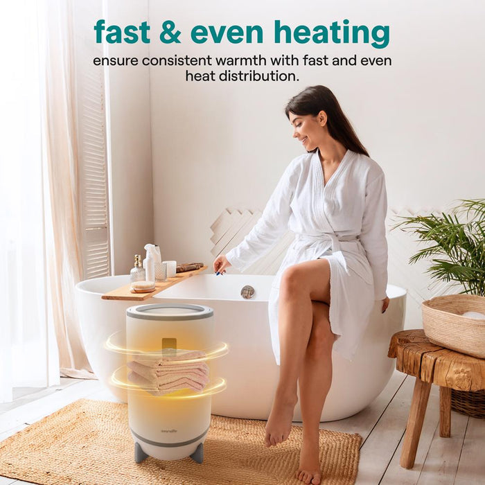 Single Touch Towel & Blanket Warmer With Fragrant Disc Holder And Led Ring (Gray)