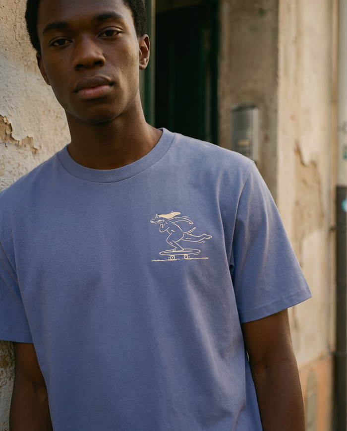 Skate Rider Graphic T-Shirt – Blue Grey