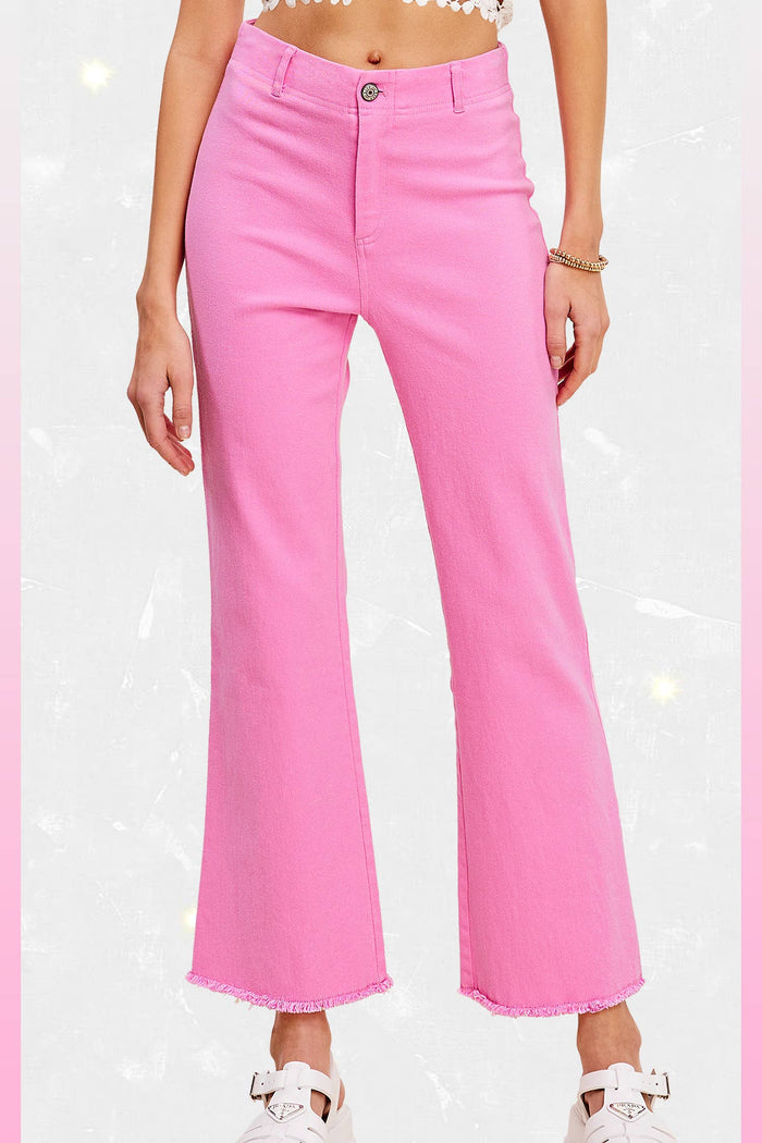 Soft Washed Stretchy High Waisted Flare Pants - Candy / S - Pants