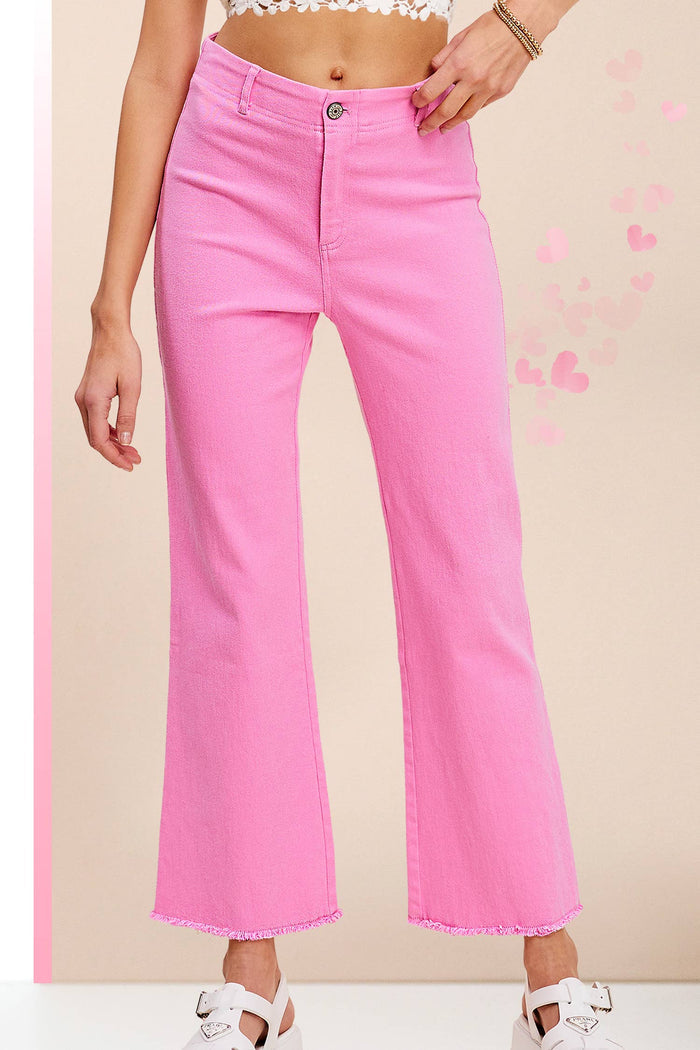 Soft Washed Stretchy High Waisted Flare Pants - Pants