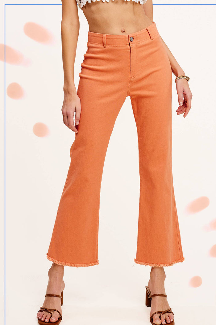 Soft Washed Stretchy High Waisted Flare Pants - Pants