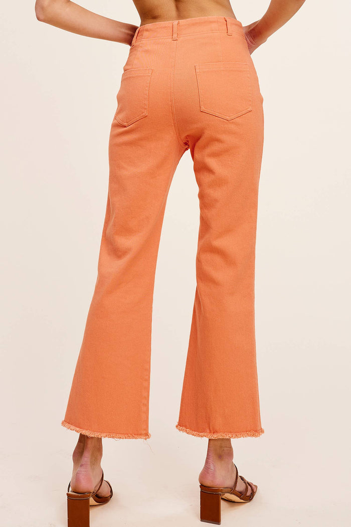 Soft Washed Stretchy High Waisted Flare Pants - Pants