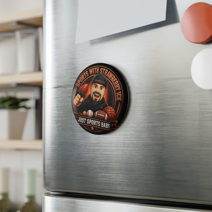 Sports With Strawberry Ice Round Button Magnet