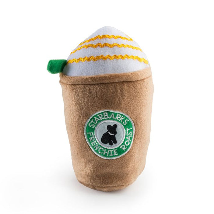 Starbarks Frenchie Roast Plush Toy with Straw - Large