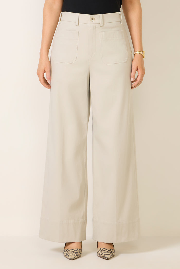 Stretch Twill Patch Pocket Wide Leg