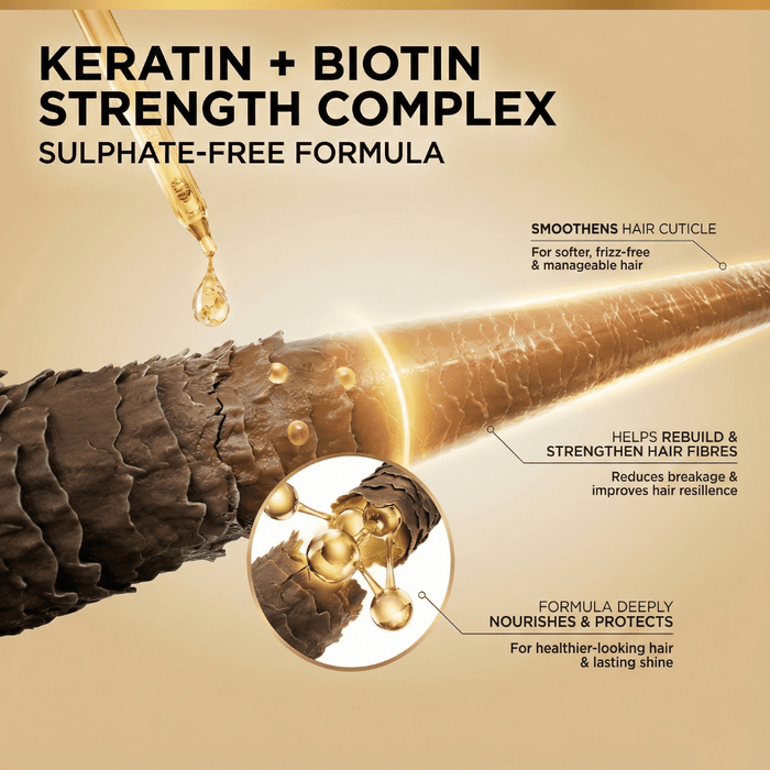 Sulphate Free Keratin & Biotin Shampoo – Repairs Damaged Hair - The Skin Story - Hair Care Combo