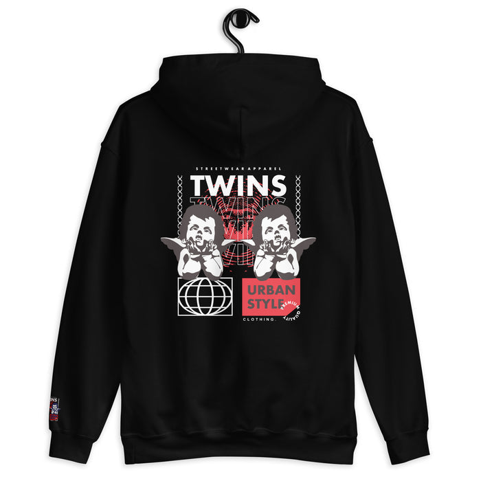 Sweat à capuche Twins Urban Style noir dos - chérubins streetwear