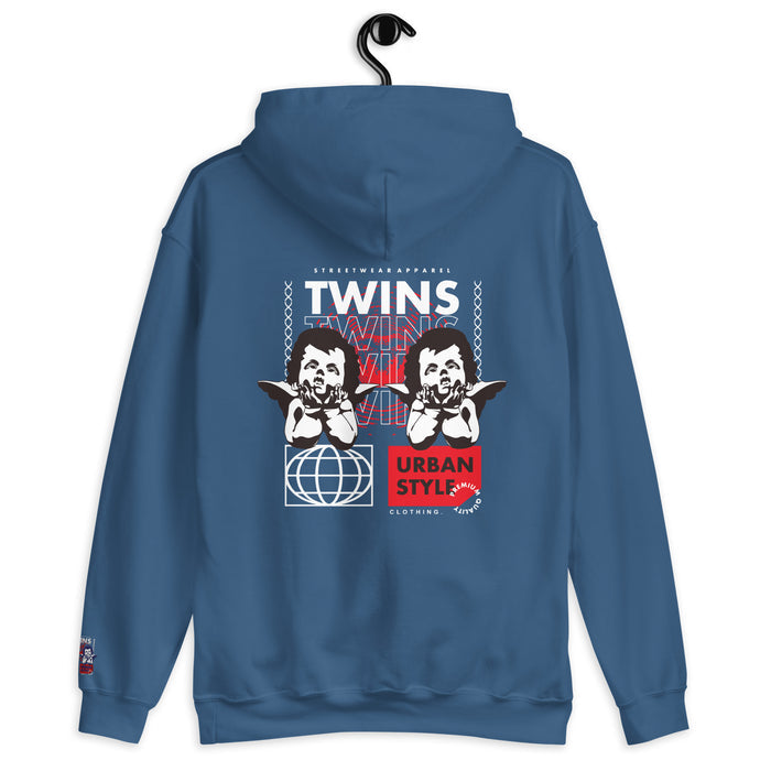 Sweat à capuche Twins Urban Style bleu indigo dos - chérubins