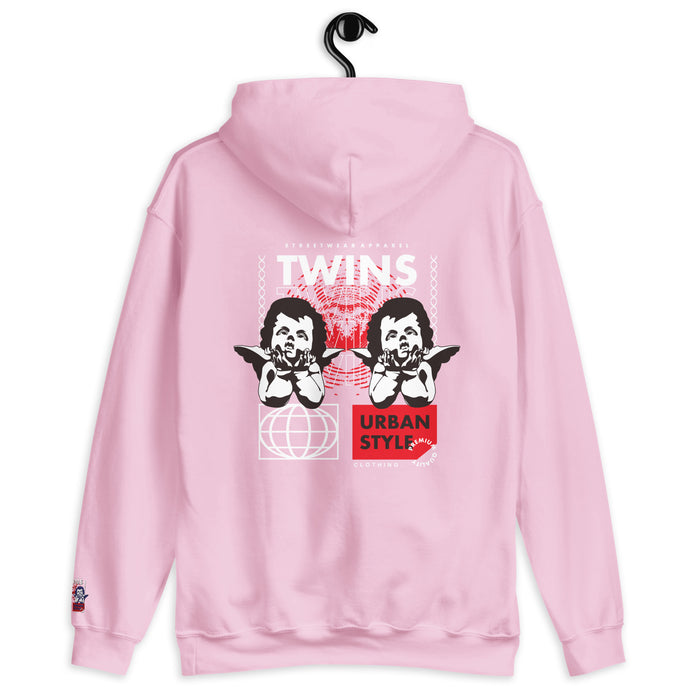 Sweat à capuche Twins Urban Style rose clair dos - chérubins