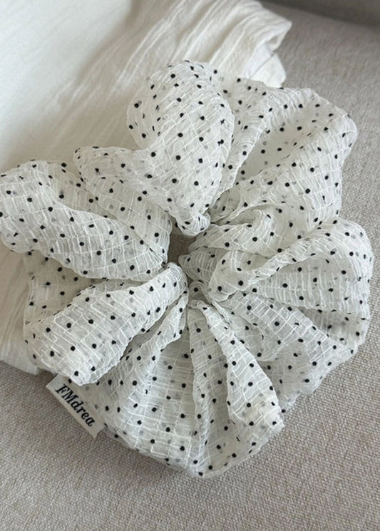Sweet Mini Polka Dot Scrunchie - White