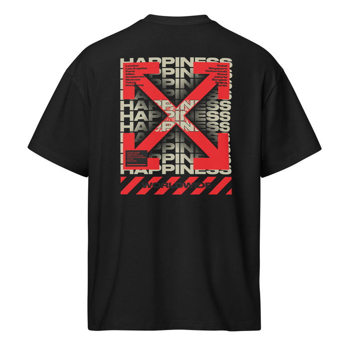 T-shirt Happiness Worldwide noir dos - grand imprimé streetwear