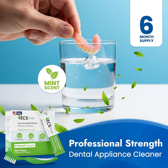 TCS Concentrated Cleaner - 6 Months Supply for Flexible Dentures, Retainers & all other Dental Appliances