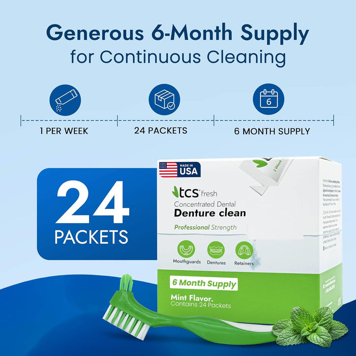 TCS Concentrated Cleaner - 6 Months Supply for Flexible Dentures, Retainers & all other Dental Appliances