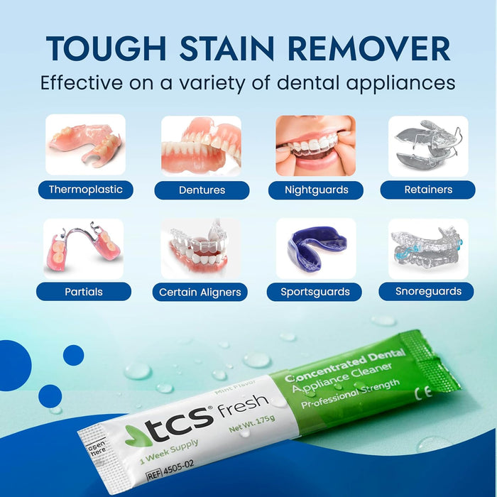 TCS Concentrated Cleaner - 6 Months Supply for Flexible Dentures, Retainers & all other Dental Appliances
