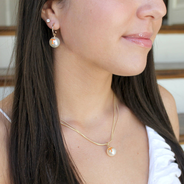 Tennessee Logo Pearl Hoop Earrings - Accessories
