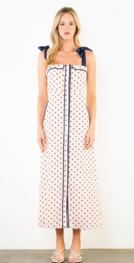 THML Button Front Polkadot Dress