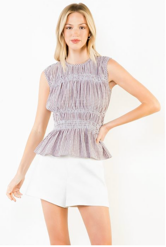 THML Slvls Gingham Patterned Top