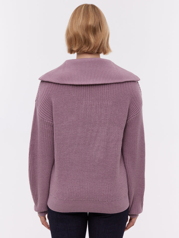 Thurynn Purple PU054 Knit 1/4 Zips Oversized Collar Shot 3