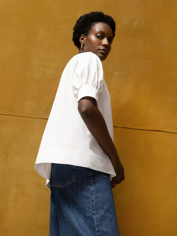 White Cotton Poplin Short Sleeve Shirt