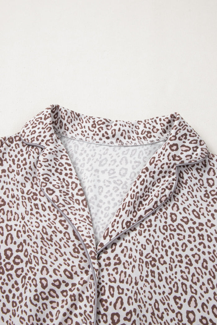 White Leopard Print Long Sleeve and Trousers Pyjamas Set - Loungewear & Sleepwear/Sleepwear